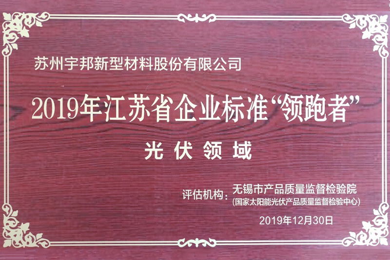 2019年江蘇省企業(yè)標準領(lǐng)跑者（光伏領(lǐng)域）